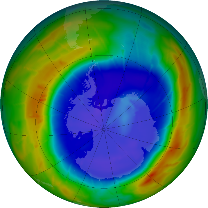 Antarctic ozone map for 06 September 2009